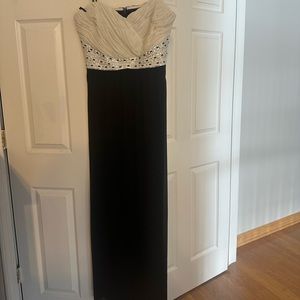 Strapless white and black gown